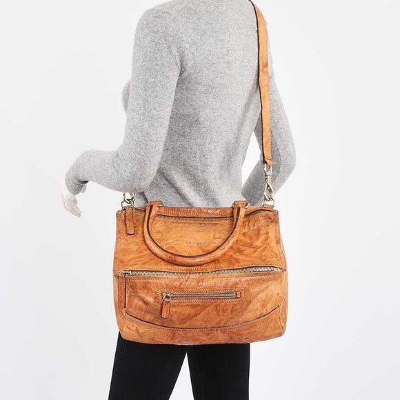 Givenchy Medium Brown Wrinkled Sheepskin Leather Medium Pandora Bag - Picture 2 of 9